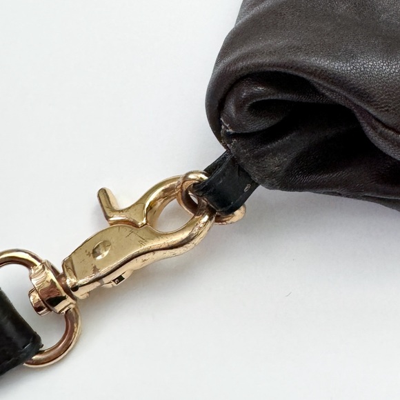 Tory Burch Dena Fold Over Convertible Gold Chain Black Leather Shoulder Bag - Picture 9 of 9